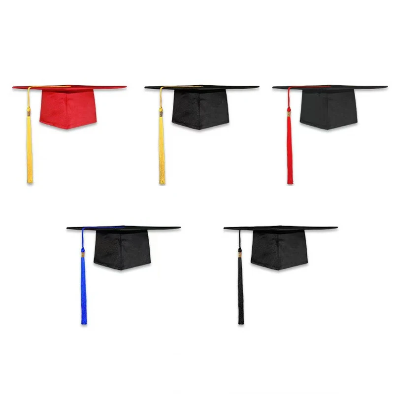 Adult Unisex Graduation Cap with Black Design And Assorted Color Tassels Suitable for Men And Women