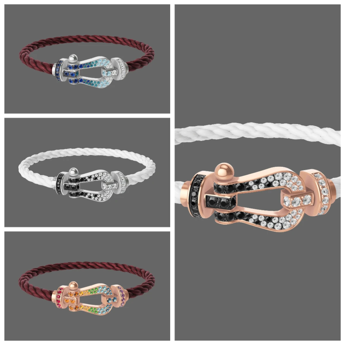 

A horseshoe-shaped bracelet featuring high-quality fashion and classic colored diamonds in 2025