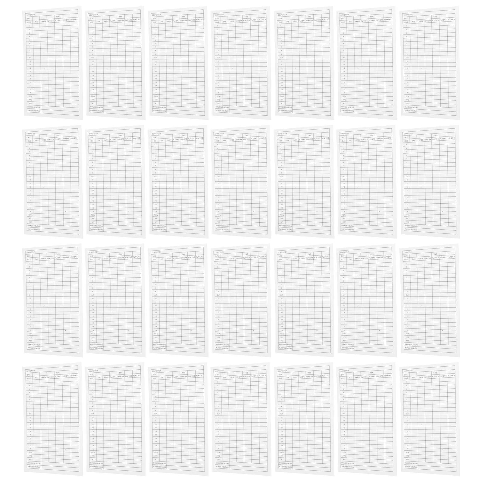 

30pcs Golf Scorecards Coated Paper Non-Deforming Portable Lightweight Sports Accessories Training Tools Score Recording Cards
