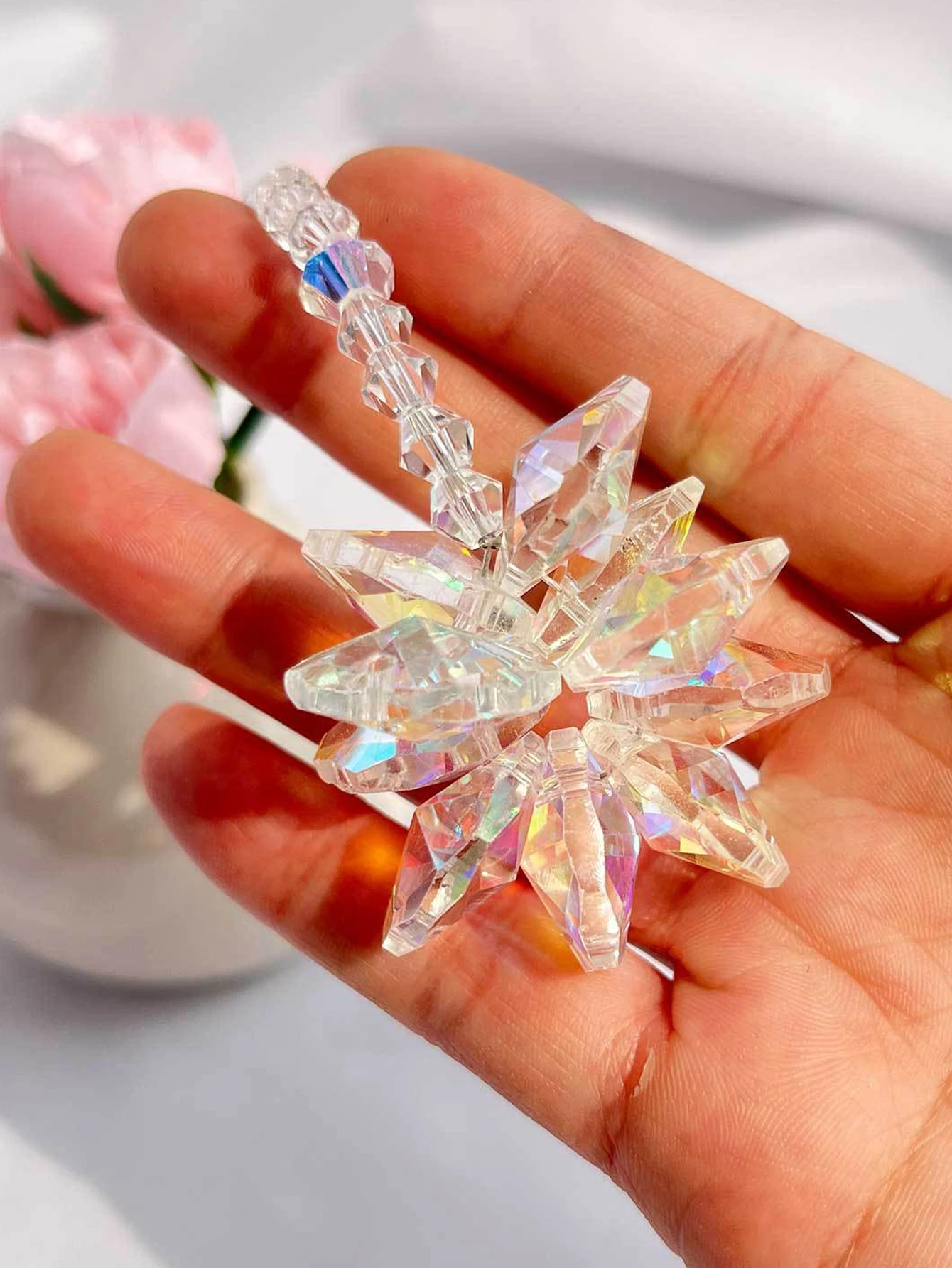 Rainbow Crystal Dream Catcher for Women Decorative Window Hanging Glass Craft Home Garden Wedding Gift for Her Office Decoration