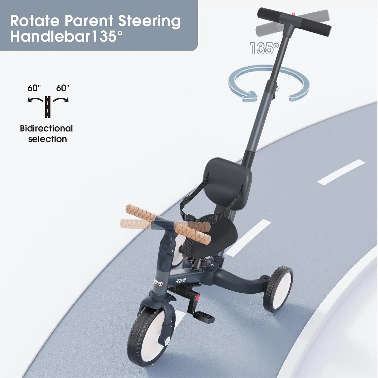 유아용 삼륜차, 유아 자전거, 푸시 핸들 트라이크, 완벽한 소년 소녀 생일 선물 및 장난감, 밸런스 자전거 재치, 1-3