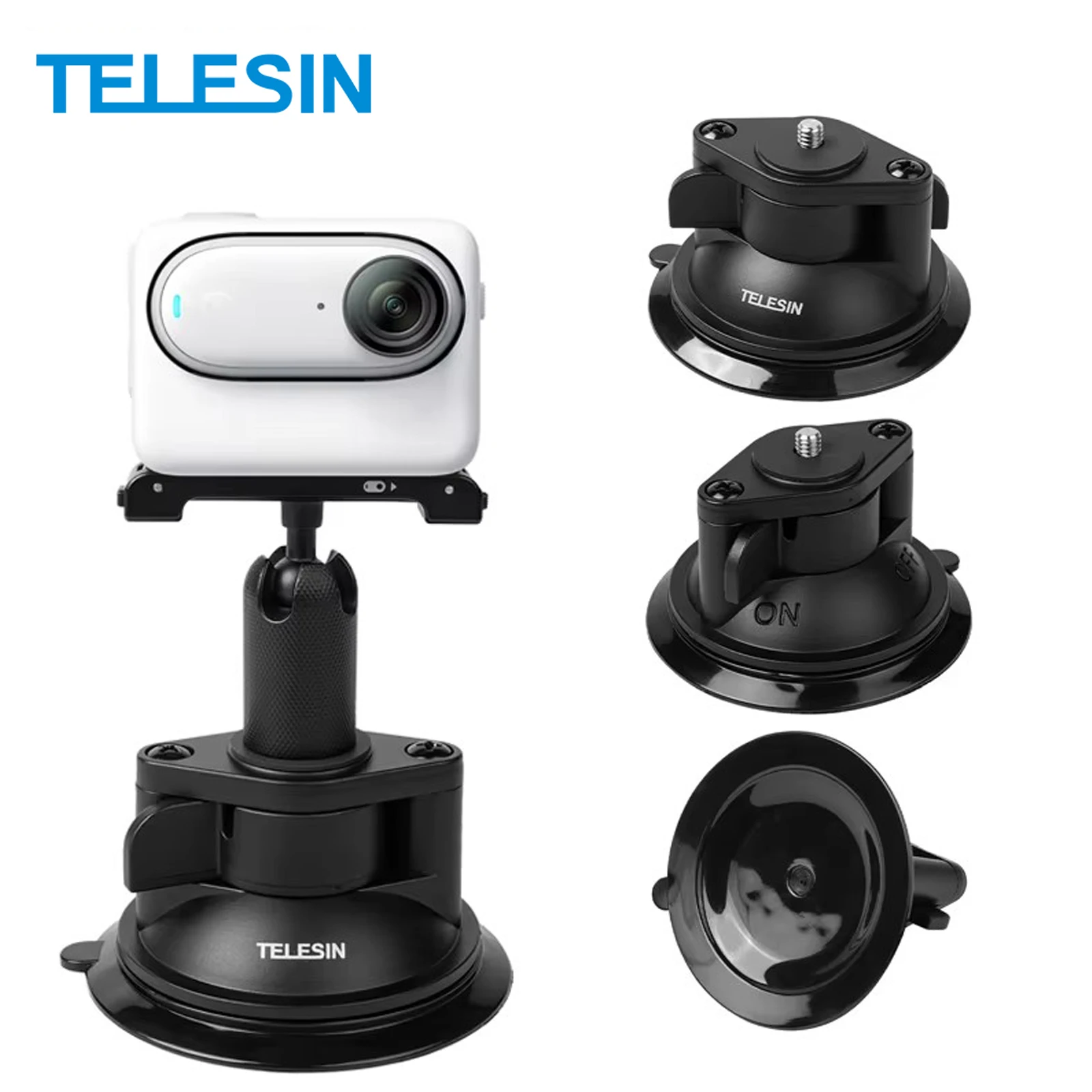 TELESIN Magnetic Suction Bracket Base Action Camera Holder Suction Cup For Insta360 Go3 Go3S GoPro 13 12 11 10 DJI Action 5pro 4