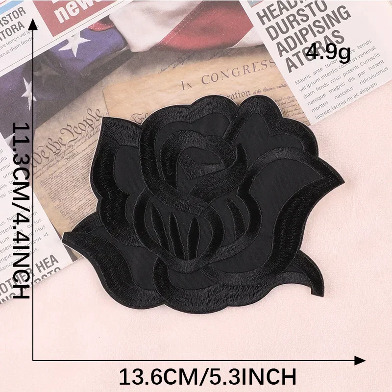 

2025 Black Rose Flower White Rose Flower Sew On Iron On Embroidered Patches for DIY Clothing T-shirt Jeans Hats Jackets