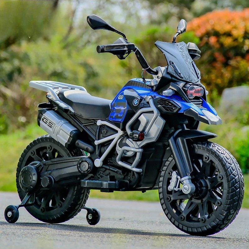 Motocicleta todoterreno eléctrica para niños - Bicicleta recargable de 2 a 8 años con luces LED/Música y sonido de motor de simulación Coche eléctrico para niños