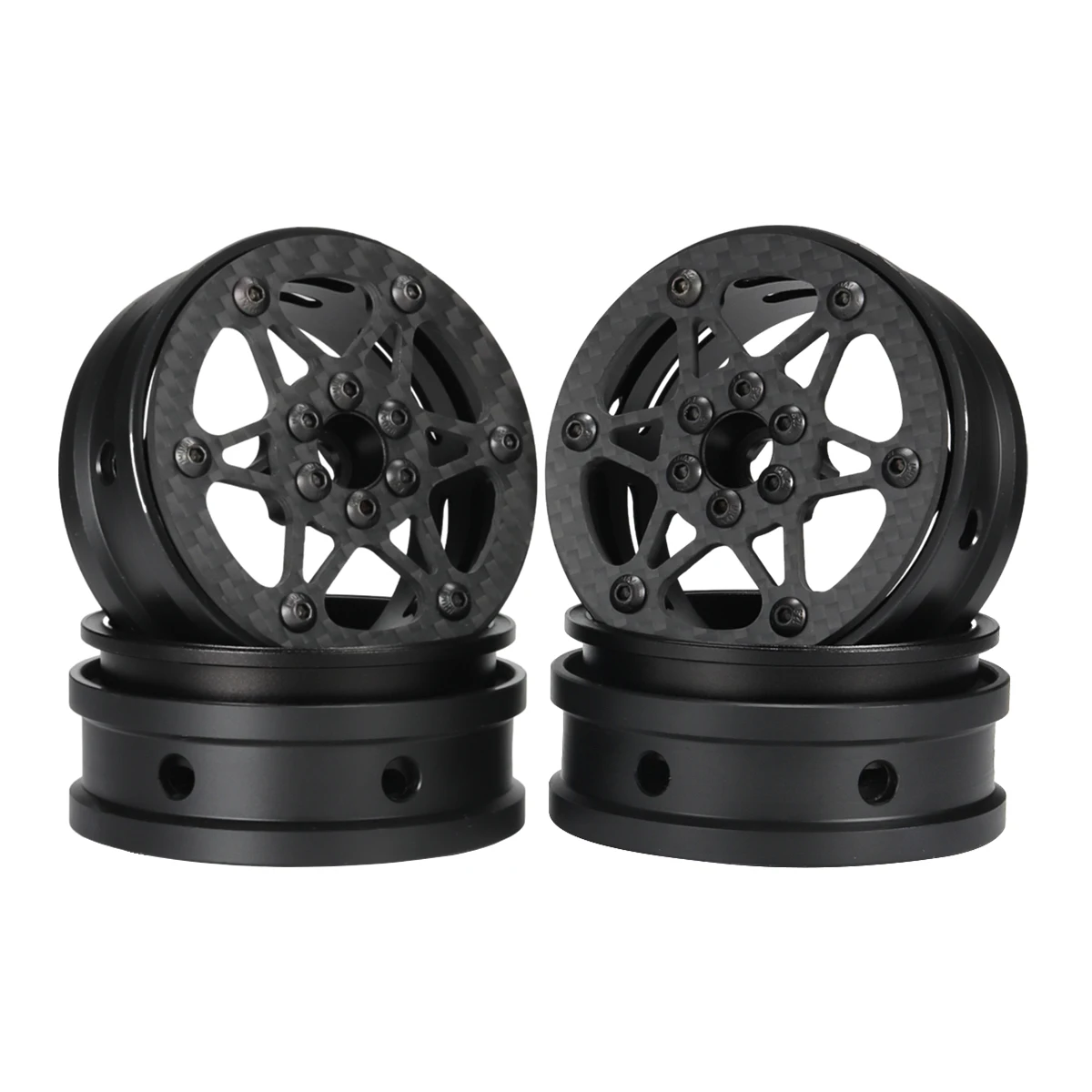 2.2 Inch Delrin Carbon Fiber Wheel Rims for 1/10 RC Rock Crawler SCX10 II Element Enduro Gen8 CC02 TRX4 VS4-10 Gmade R1 Rigs DIY