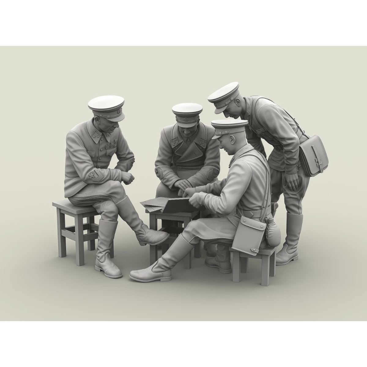 Kit de modelo sin pintar de resina 1/35, reunión de generales y comandantes del Ejército Rojo (4 personas) GK sin montar y sin pintar
