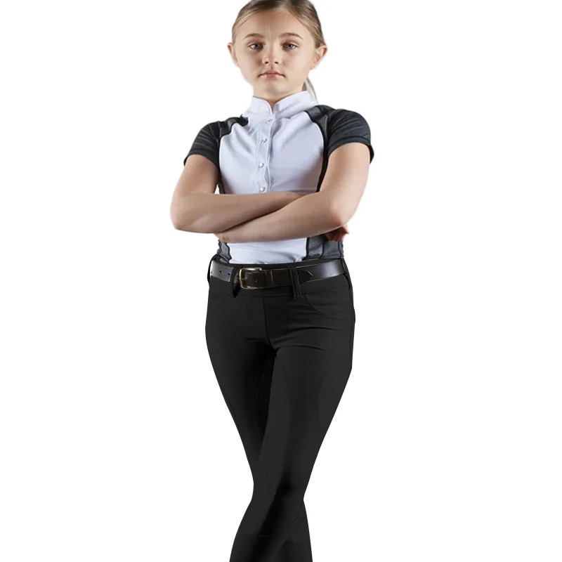 Pantalon d'équitation rose pour filles, siège complet en silicone, culotte équestre pour enfants, leggings d'équitation anti-boulochage, entraînement