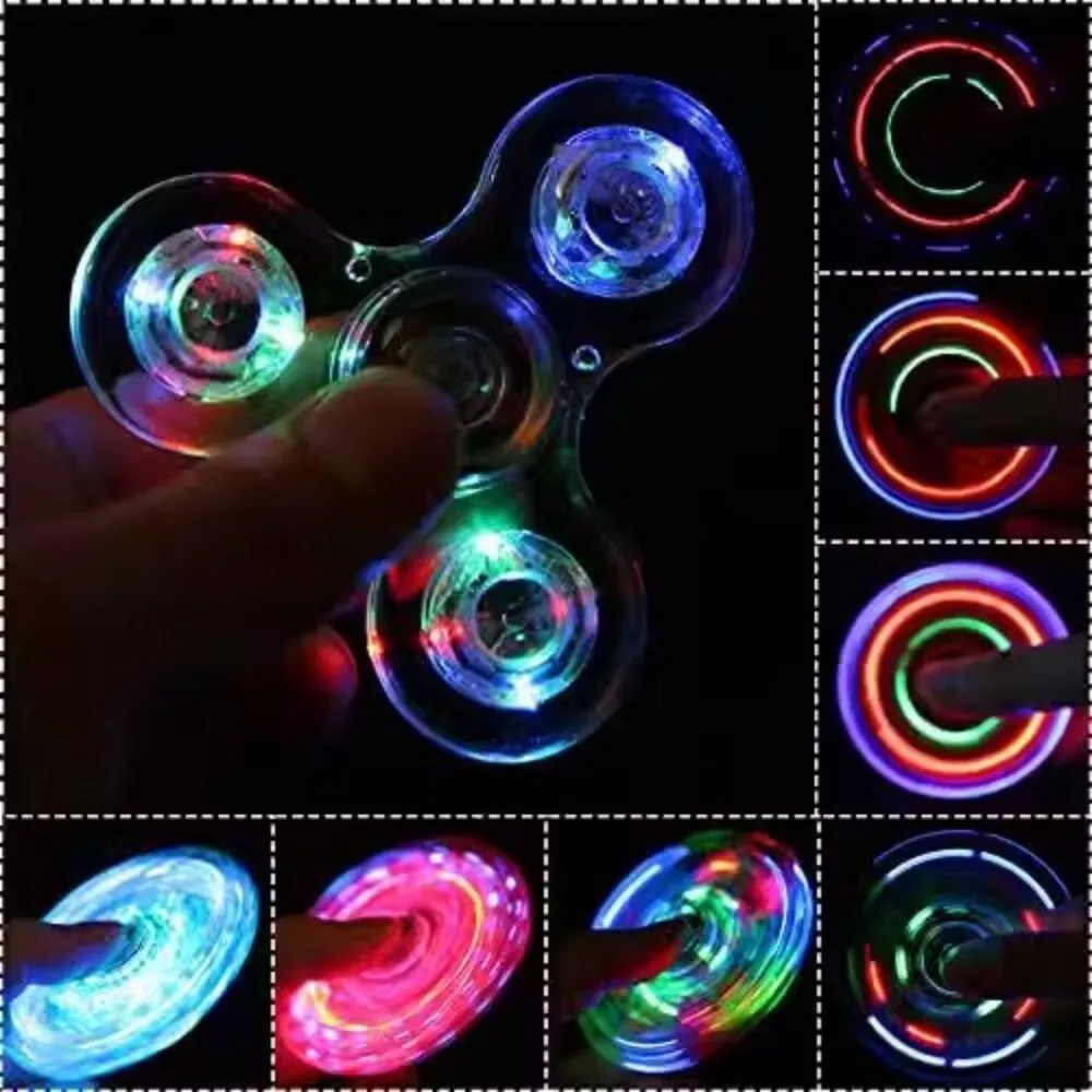 Fidget Spinner lumineux coloré pour adultes et enfants, jouet anti-Stress lumineux galvanisé et clignotant pour jouer sensoriel des mains