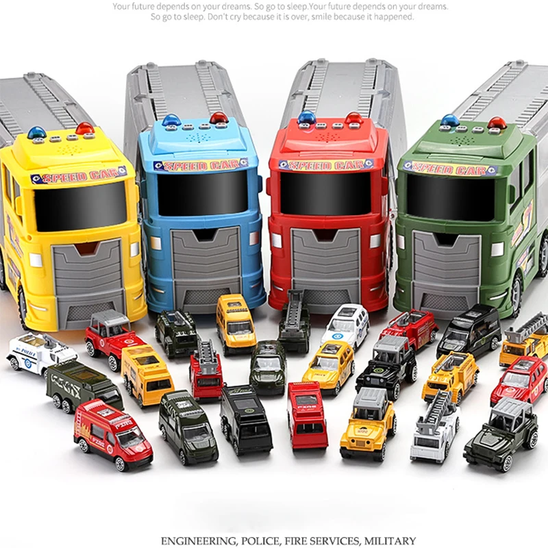 ใหม่รถขนส่งคอนเทนเนอร์ Carrier รถบรรทุกขนาดใหญ่ยานพาหนะของเล่น Mini Diecast รถยนต์รุ่นของเล่นเด็กวันเกิดของขวัญ