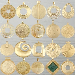1pc Genuine Gold Color Large Bohemia Round Medallion Charms Plated Boho Pendants for DIY Necklace Jewellery Making Finding