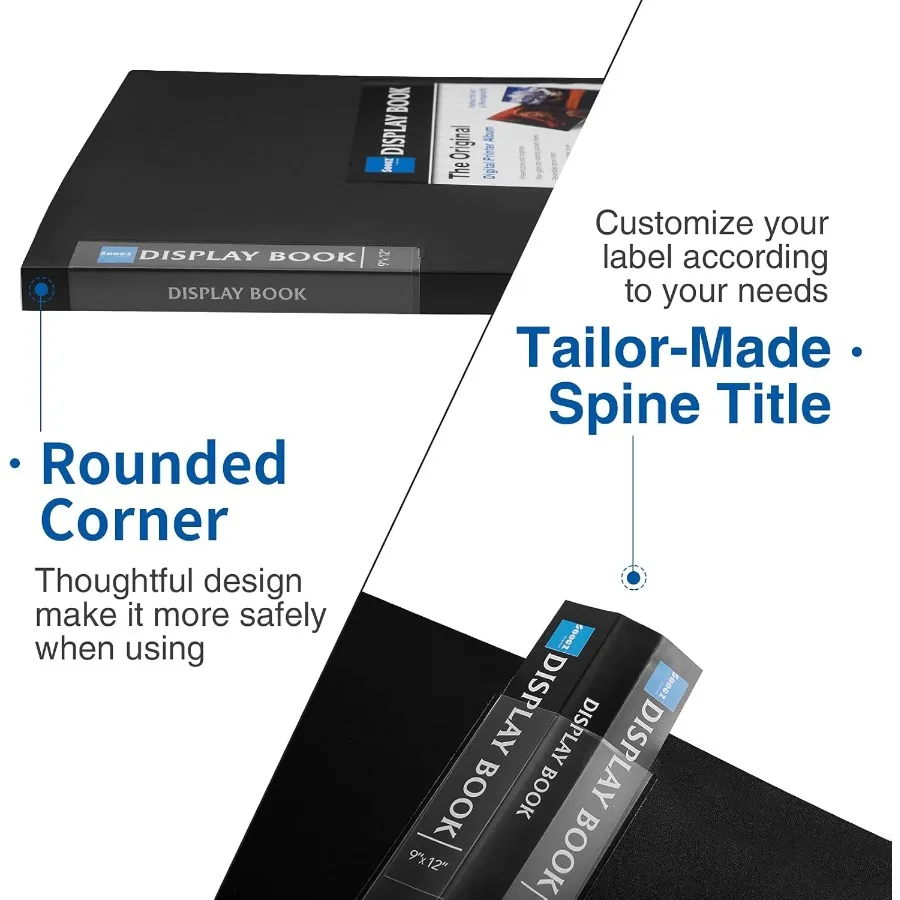 30 مجلد جيب بأكمام بلاستيكية 9 × 12 مجلد محفظة فني أسود شديد التحمل مع واقيات شفافة عرض 60 صفحة Pr #3