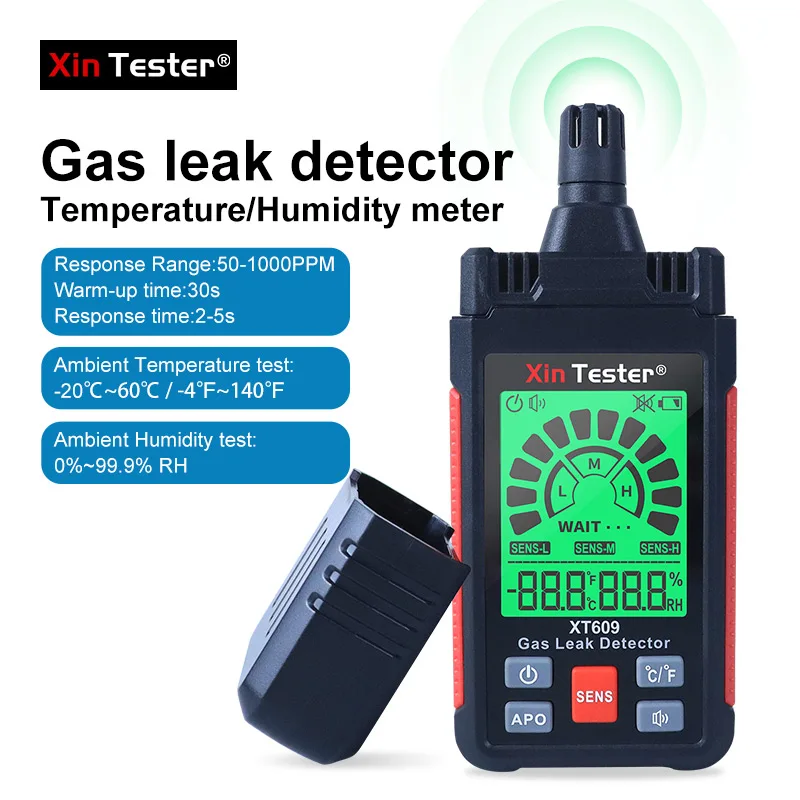 

Xin Tester 50-1000PPM Digital Gas Leak Alarm Analyzer Propane Combustible CO Methane Natural Detector XT609