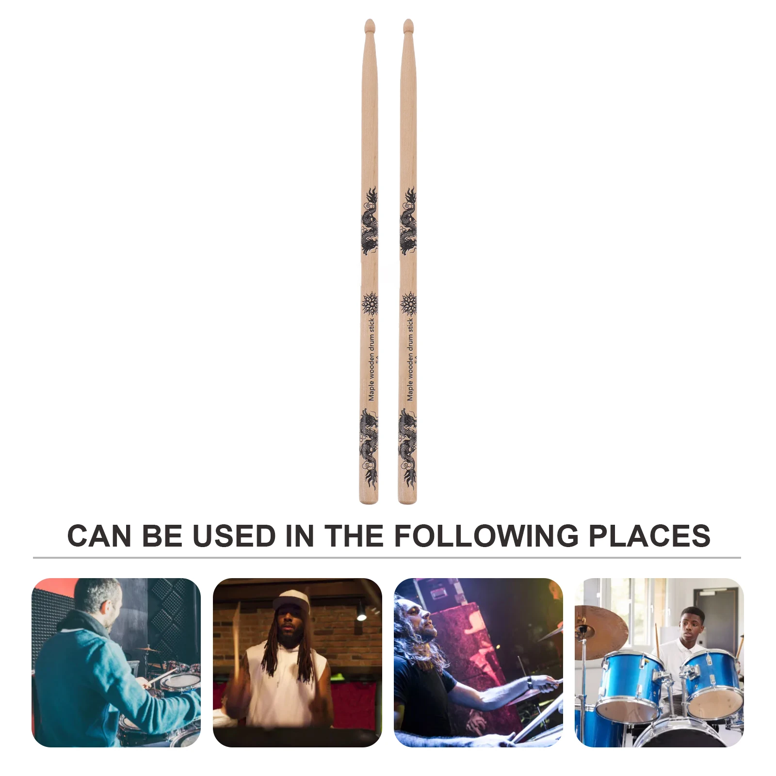

2pcs Drumsticks Crisp Percussion Sound Durable Smooth Body Comfortable Grip for Drums Snare Jazz Practical Musical Instrument
