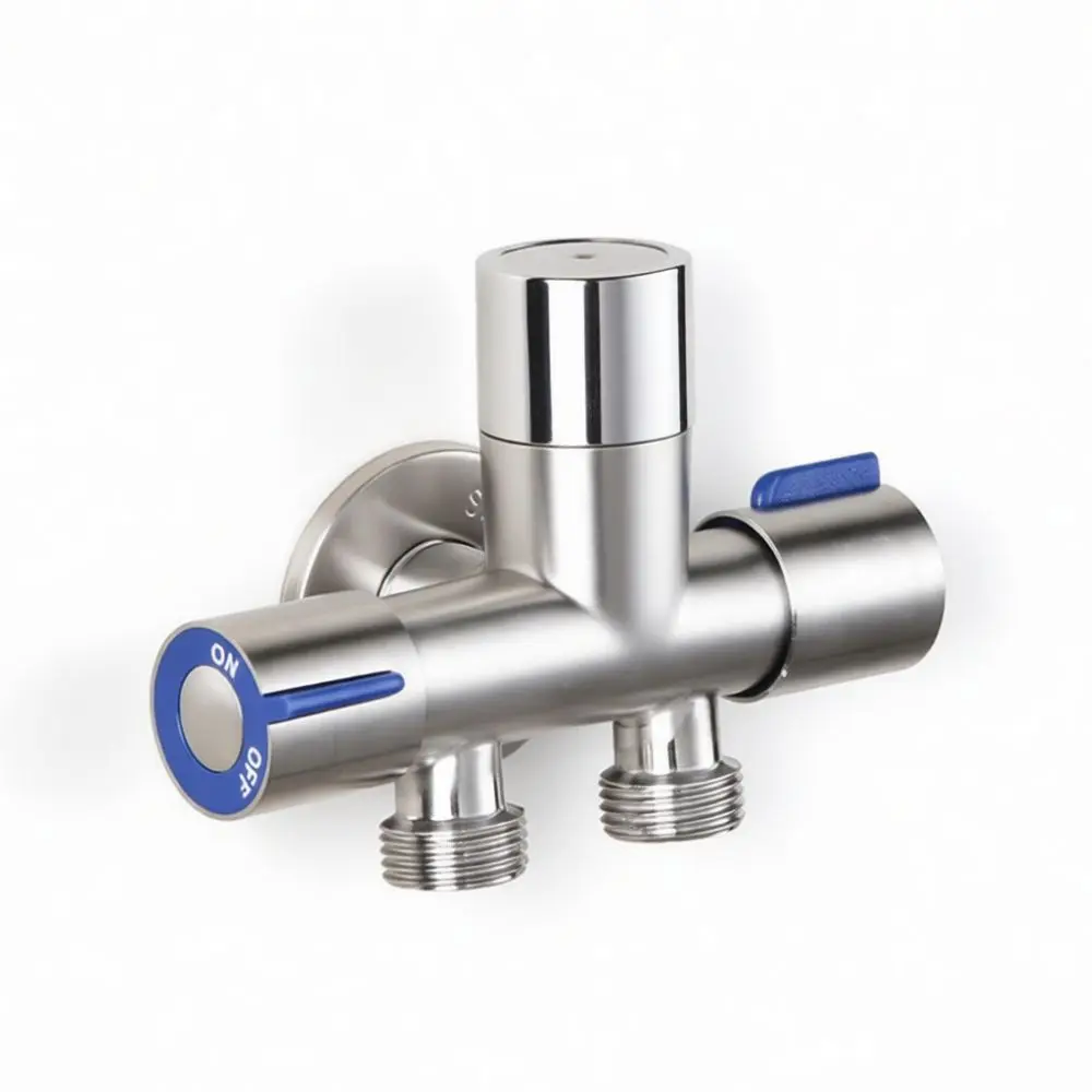 304 Stainless Steel Water Faucet Adapter Splitter Laundry Tap Dual Outlet Valve Multi Functional Bathroom Pipe Accessory
