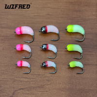 Wifreo 9pcs Brass Beadhead Nymph Luminous/Fluorescent Scud Bug Wet Flies Trout Bass Crappie Ice Fishing Lure Bait #8 #10 #12