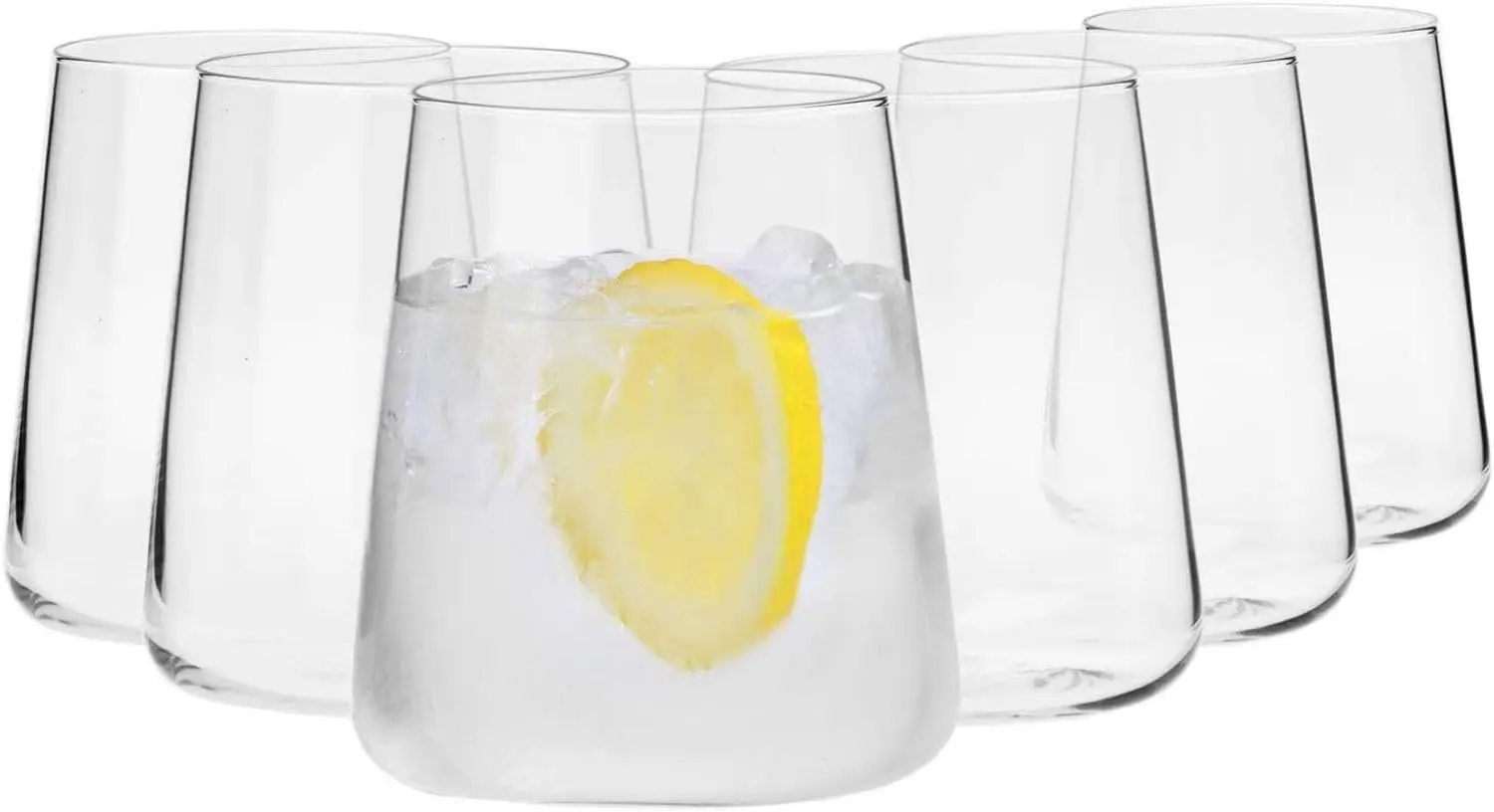 

Set of 6 Crystal Drinking Glasses, 12.9 oz, Lightweight and Dishwasher Safe for Everyday Use, Made in Europe