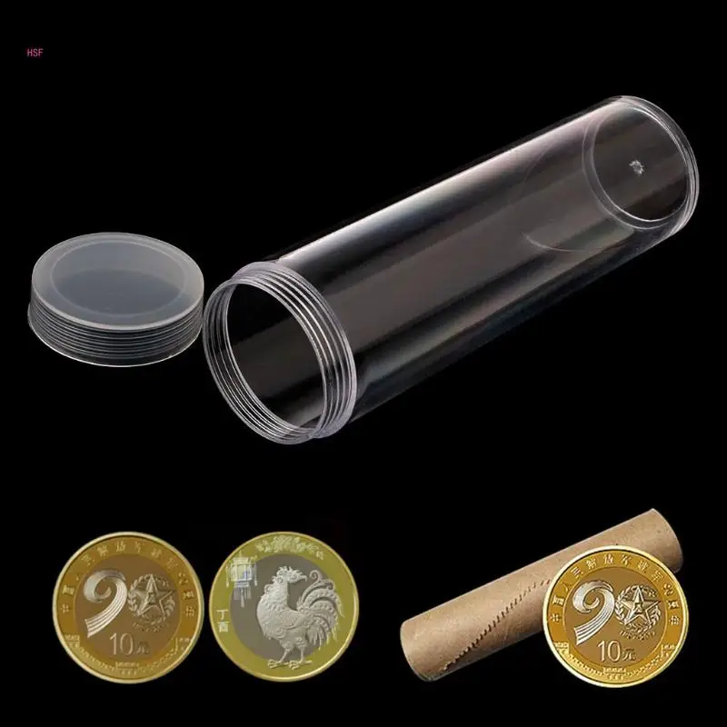 Round Plastic Storage Tube With Screw On Cap For 27mm Coins Or Holder Capsules