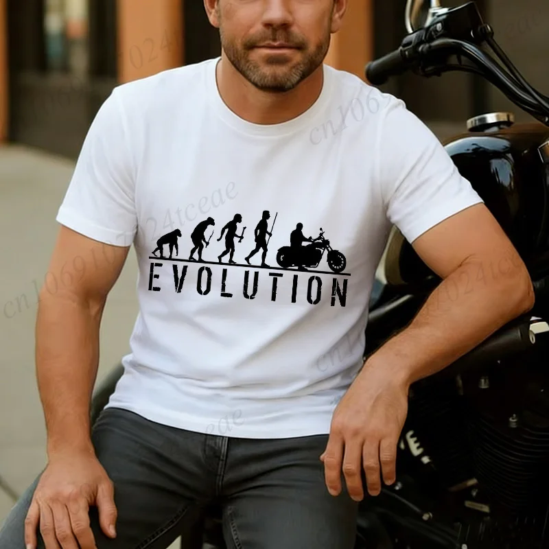 T Shirts for Men Clothing Evolution Bike Motorcycle Motocross Humorous T-Shirts Crewneck Tees Short Sleeve Oversized Shirt Tops