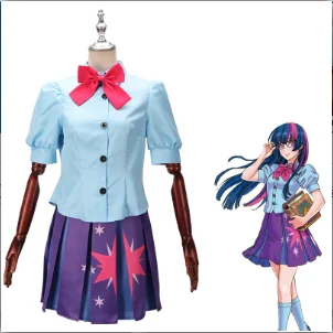 

Twilight Sparkle Costume Human Dress Cosplay Costume Sailor Shirt Short Dress Halloween Carnival Party Uniform Set