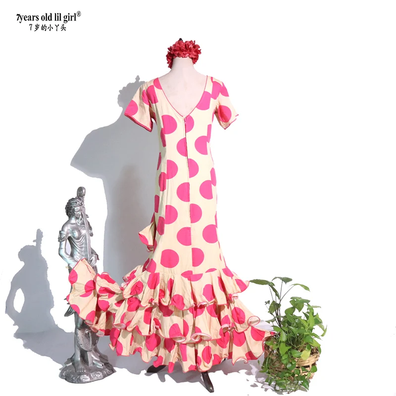 7 annililgirl 2025 nuevo vestido de encaje de baile Flamenco español abiti da noche ropa con cuello en ENE17