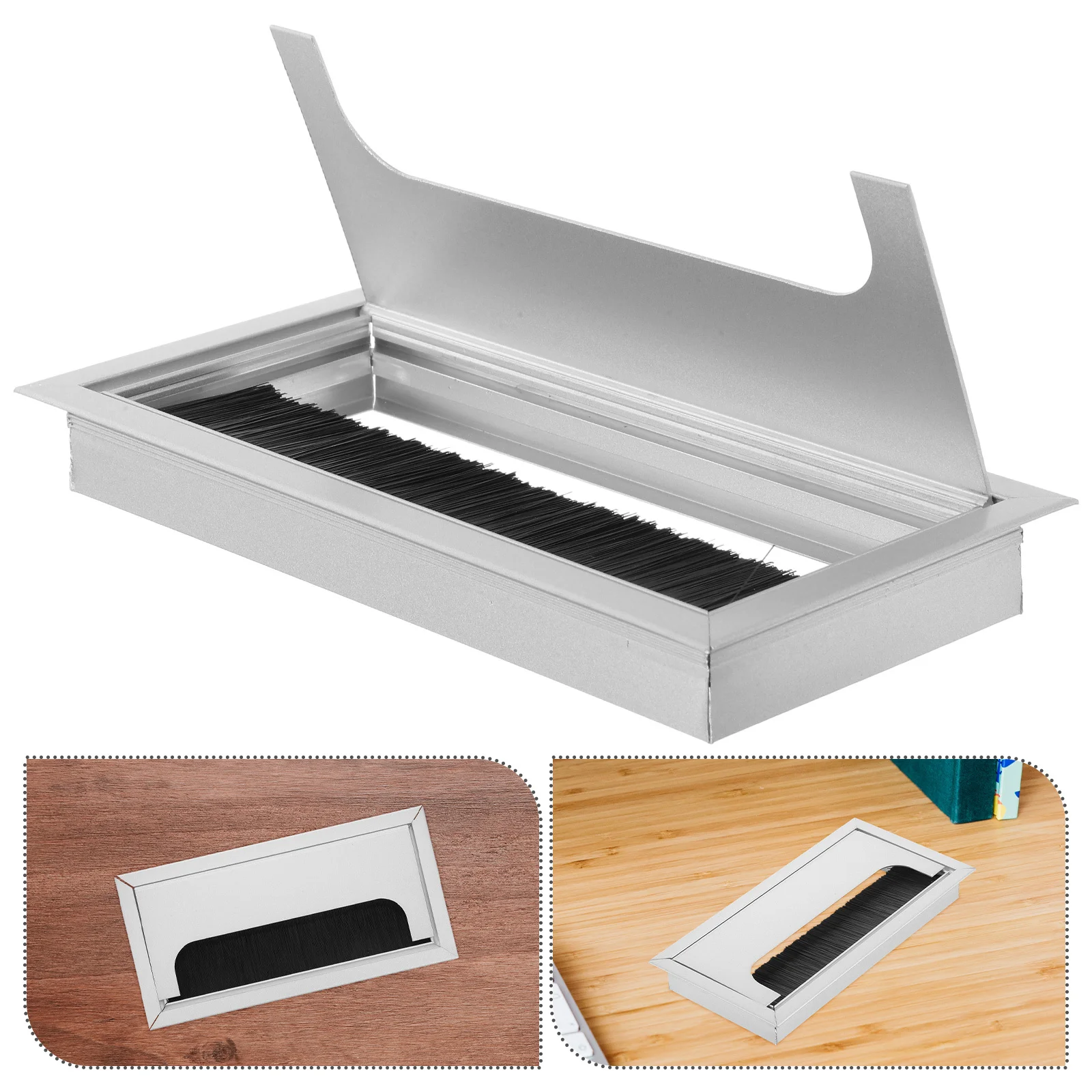 

Aluminum Alloy Cable Square Threading Hole Cover Dustproof Wire Organizer For Office Computer Desk Cord Management Tool Desk