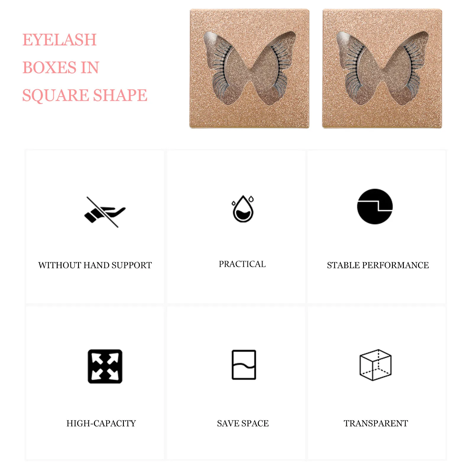 

Набор из 30 квадратных коробочек для ресниц с прозрачным окном, контейнеры для хранения накладных ресниц, для защиты ресниц и мелких аксессуаров