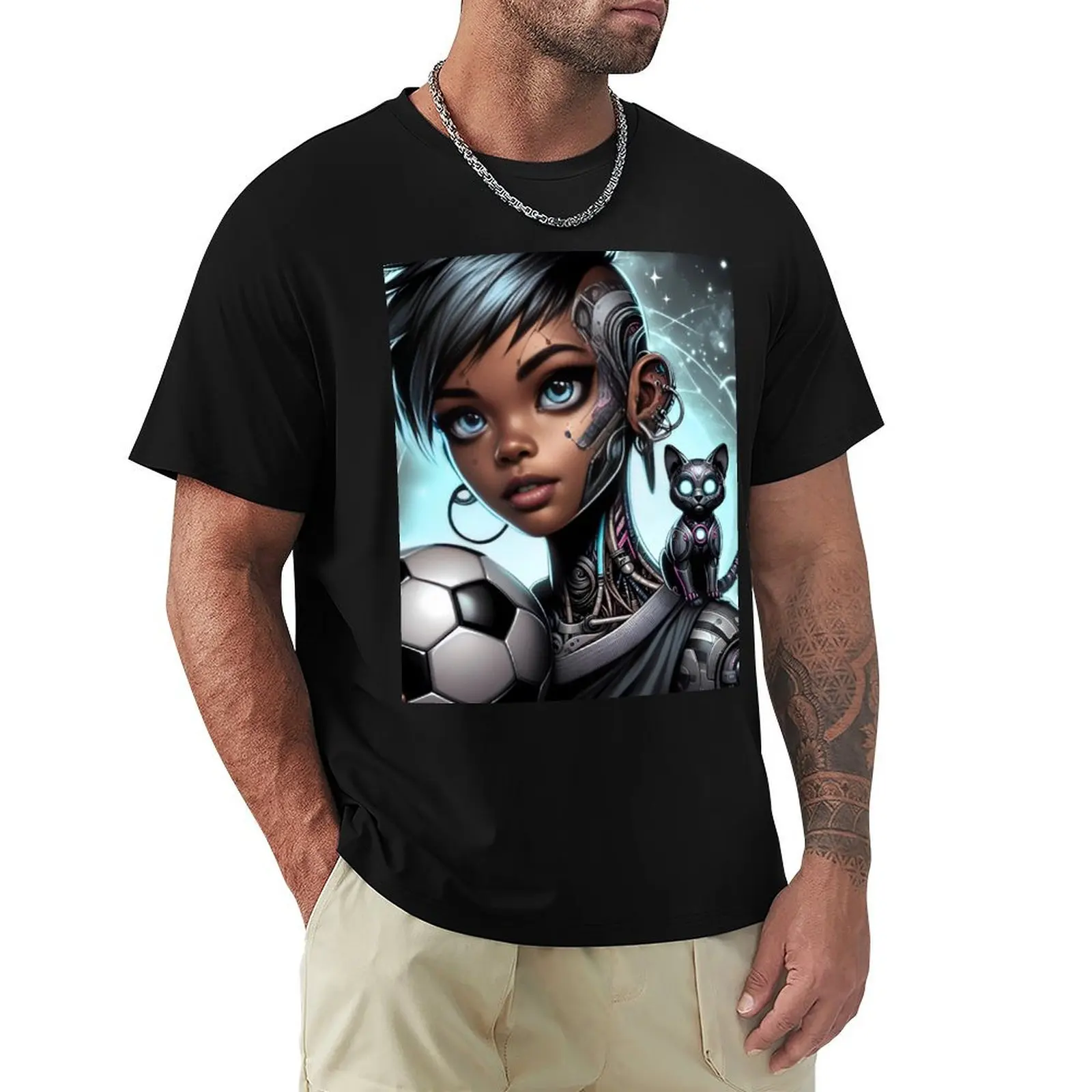 Cosmic Football Playtime T-Shirt Trendy Pattern T-Shirt for Men
