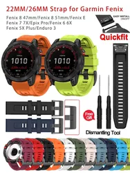 QuickFit Silicone Watch Strap For Garmin Instinct 2X 3 E Watchband 26mm 22mm For Garmin Fenix 6X 6 Pro 5X 5 Plus 7X 7 Bracelet