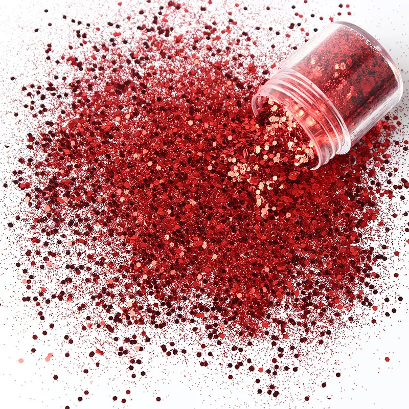 1 Can of Holographic Nail Polish Sequins Red Mixed Series Set Glitter Powder Sequin Powder for Nail Polish Decoration Art 10ml