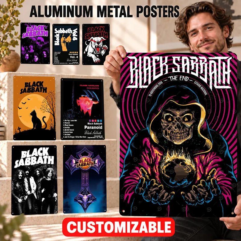 Black Sabbath Aluminum Posters Retro Aggressive Stage Design Collector Room Wall Art Personalized Metal Sign Guitar Lover Gift