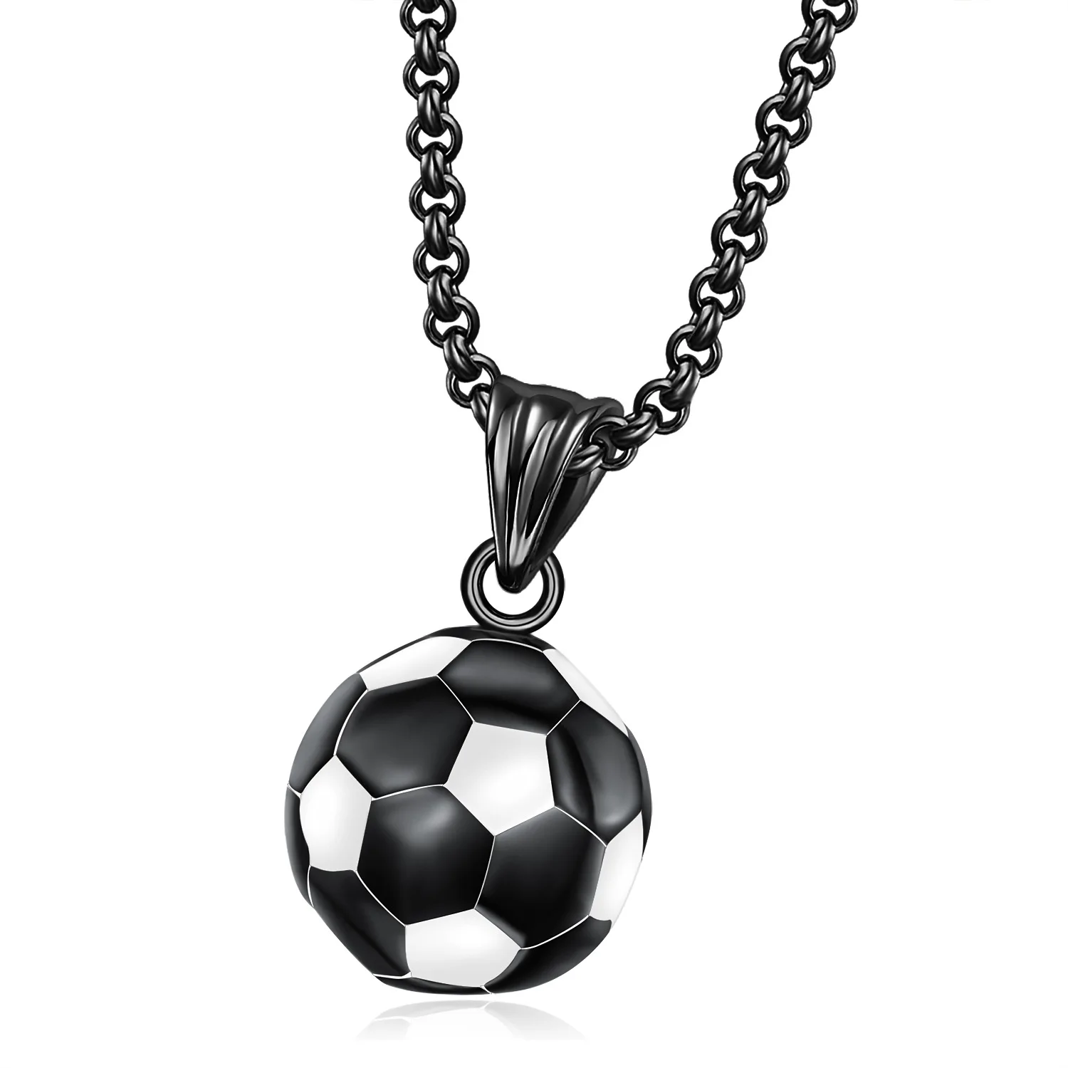 Stainless Steel Titanium Sports Football Soccer Pendant Collar Chains Necklace for Men Women Couple Friends Gift Jewelry