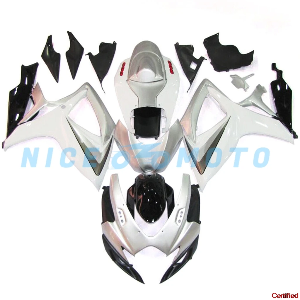 Plastic Shell Motorcycle Fairing Kits Fit For GSXR600 750 2006 2007 GSXR 600 06 07 K6 GSX-R600 Silvery with White Set