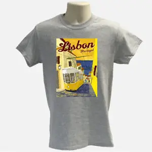 Portugal Lisbon T-shirt, Graphic travel Tee,  tram  Vintage tshirt  Tees High Quality 100%Cotton Short Sleeve