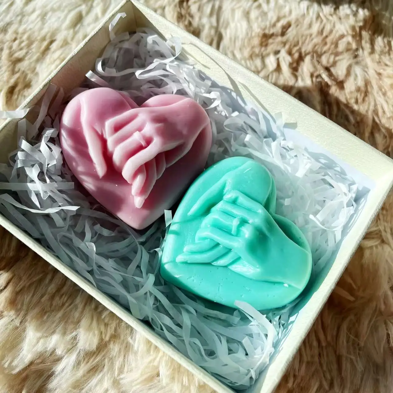 提案ロマンチックなバレンタインデーの愛キャンドル型3Dハートラブハンドソープワックスシリコンモールド