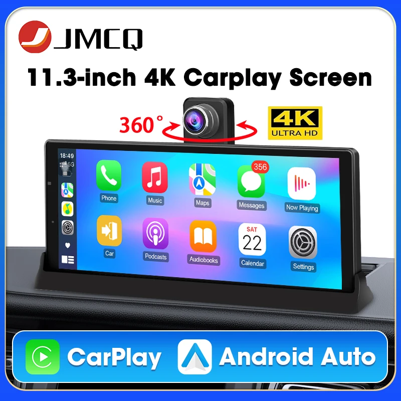 

11.3 inch Dash Cam Car DVR 4K Camera Wireless Carplay Android Auto Touch Screen Dual Lens Video Recorder Dashboard BT FM AUX GPS
