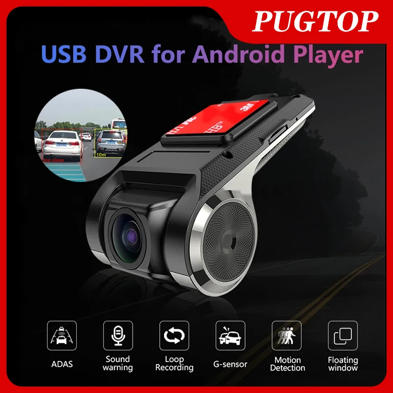 

PUGTOP WIfi/USB DVR Car Dash Cam Wide Angle Car Camera Recorder Front ADAS Dashcam Android 4.0 DVR Auto Recorder Night Vision