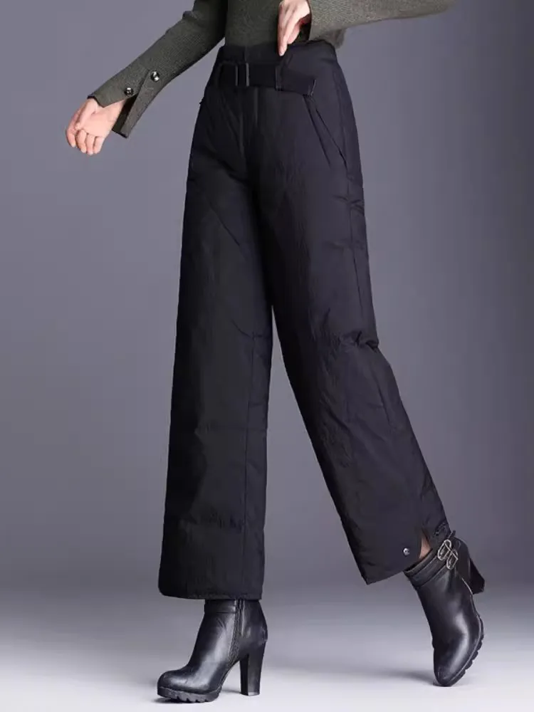 Pantalon droit bouffant taille haute pour femme, pantalon à jambes larges, coton mince, optique chaude, décontracté, mode d'hiver, fj2024, nouveau