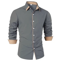 Men's Long Sleeve Shirt Formal Shirt Casual Business Loose Comfort High Quality Solid Color Large Size Men's Top Clothing