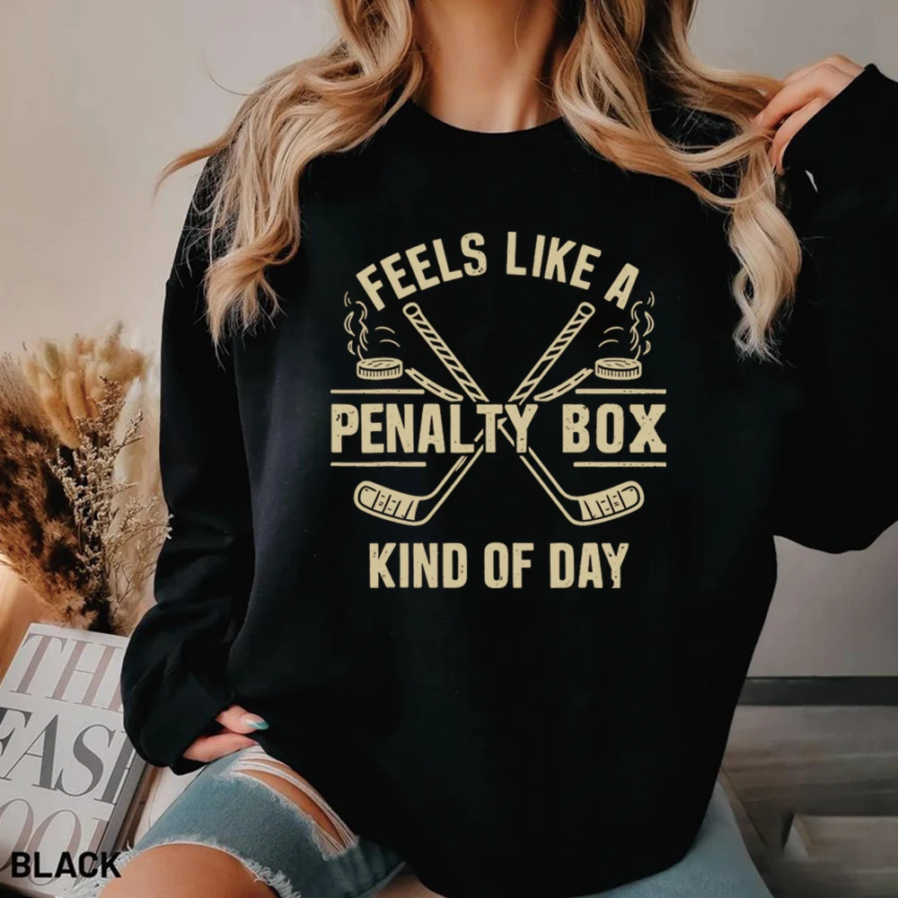 Sudadera con Estampado de Caja de Penales, Divertida Sudadera de Hockey, Camiseta para el Día del Partido, Unisex, Mangas Largas, Regalo para Fanáticos