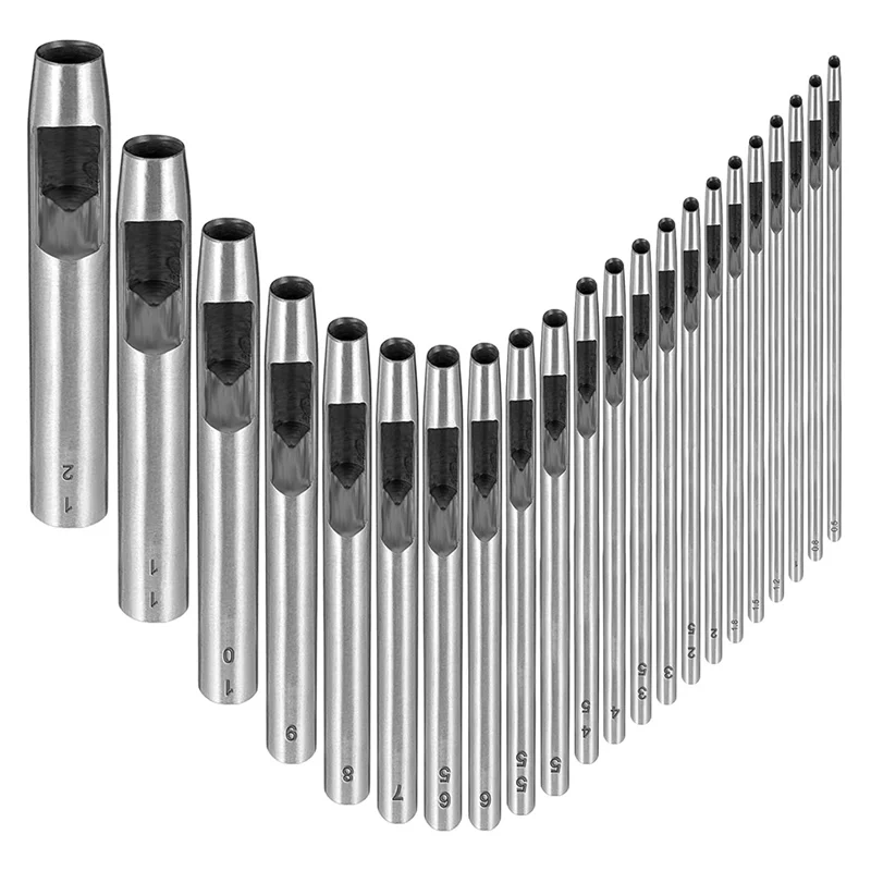 

AD23-Инструмент для дырокола для кожи, 22 шт. Дырокол для кожи Круглый дырокол 0,5-12 мм Набор металлических полых дыроколов