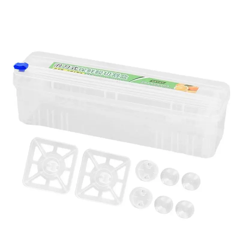 Dispenser per involucro trasparente involucro di Saran con taglierina affilata Dispenser di pellicola per alimenti in plastica organizzatore di stoccaggio per accessori per utensili da cucina