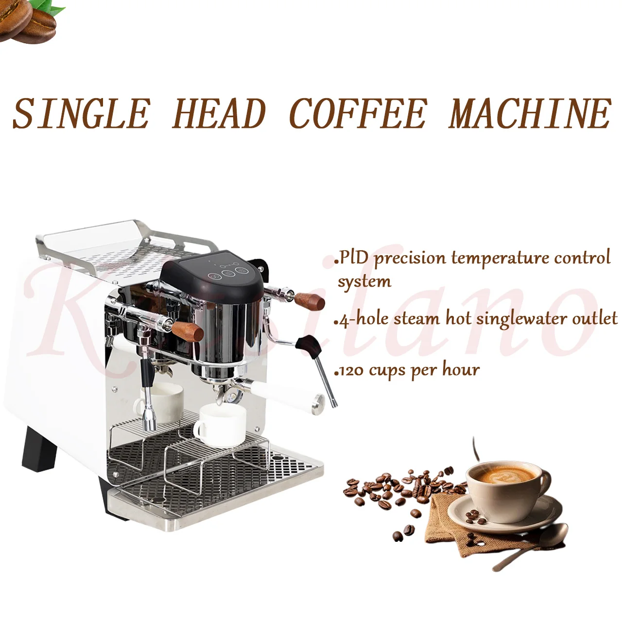 ماكينة قهوة اسبريسو احترافية برأس مجموعة واحدة للاستخدام المنزلي والتجاري، مضخة 9 بار مع عصا بخار للكابتشينو