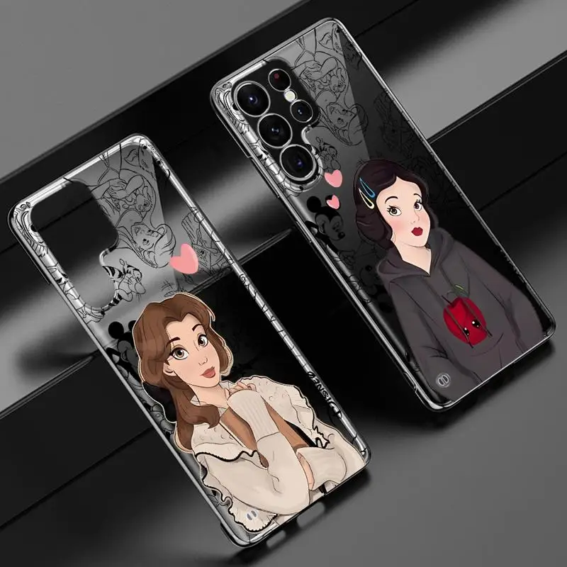 Disney Princess Girl Queen phone case for Samsung Galaxy S24 s23 Ultra FE cases s20 s21plus s22 borderless cooling clear funda