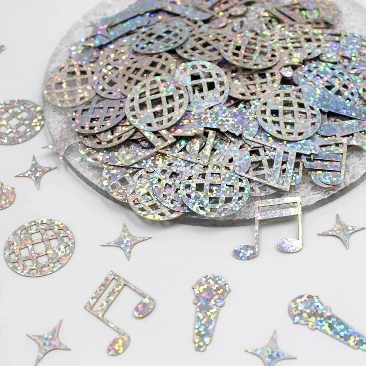 1 ensemble de décorations de fête sur le thème du disco avec confettis et boules disco scintillantes — Idéal pour les soirées disco, d'anniversaire et sur le thème de la musique