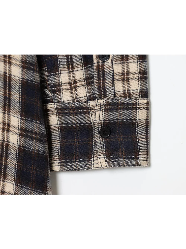 TFMLN レディース シャツ マキシドレス 秋 カジュアル 長袖 ラペル ボタンアップ チェック柄 レトロ スリム ロングドレス ファッション レディース