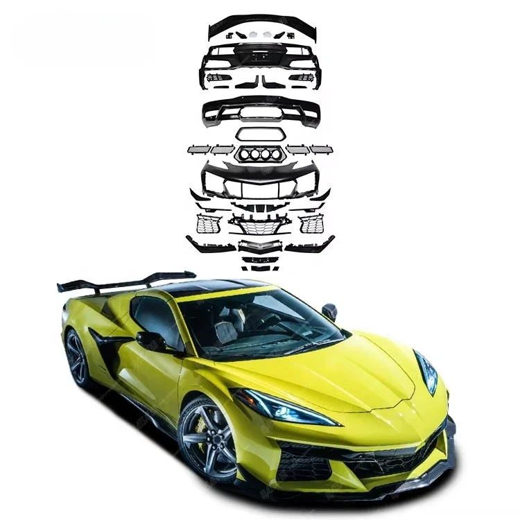 

Corvette C8 converts to Z06-style body kit with high-quality body kit with front bumper spoiler