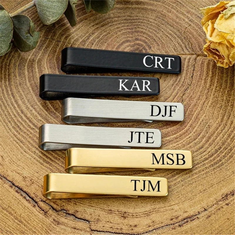 Mens Stainless Steel Tone Simple Necktie Tie Bar Clasp Clip Clamp Pin gifts for men Custom EngravedTie Clip