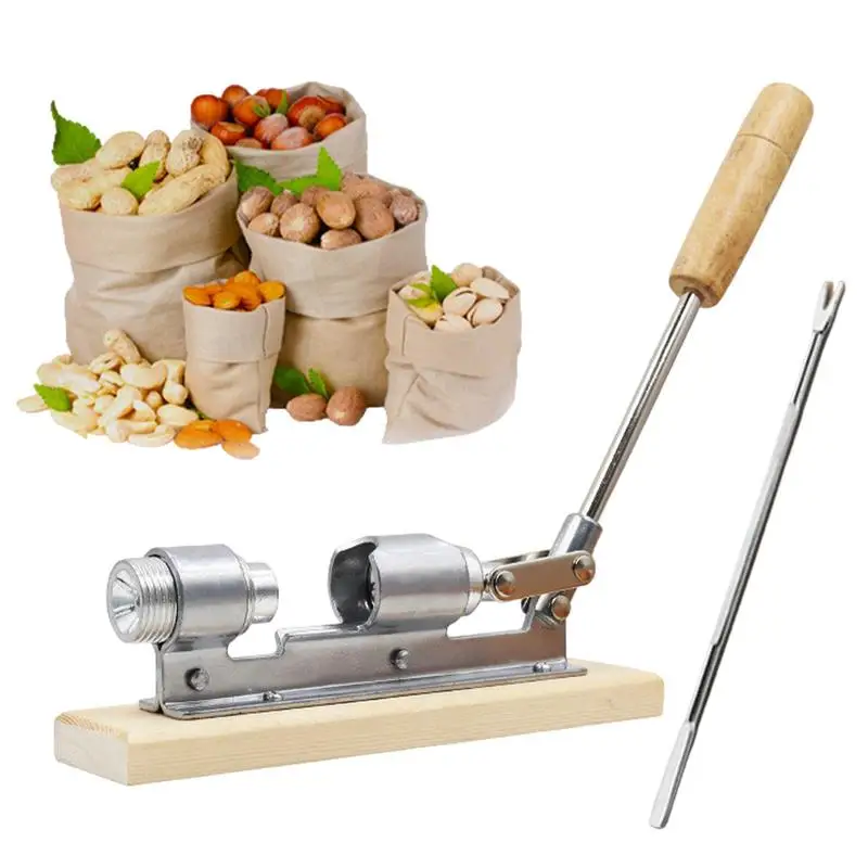 

Chestnut Clip Nut Cracker Stainless Steel Nut Cracker Sheller Kit Wooden Handle Nut Peeler Tool Multifunctional Nutcracker