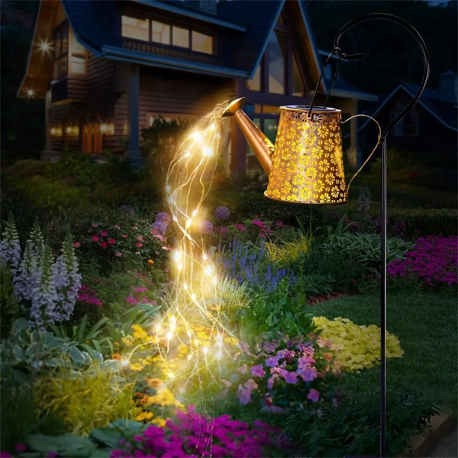 

Solar Watering Can Light, Hanging Lantern for Garden Yard Decor, 90 LEDs Twinkling String Lights