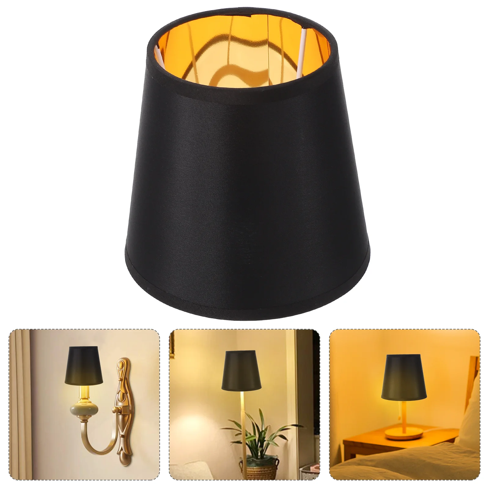 

Lightbulbs E14 Fabric Lampshade Ceiling Cover Accessories Chandelier Cloth Black Shades